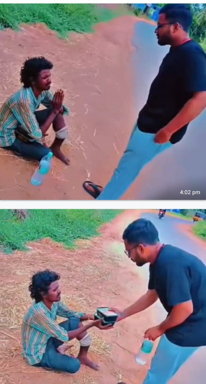 ఆకలితో విలవిలలాడుతున్న అనాధ వ్యక్తికి భోజనం అందజేత..!!